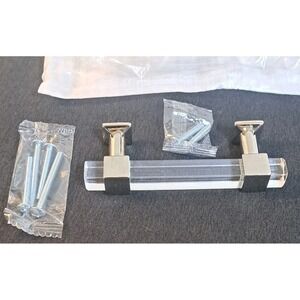 Orger 10 Pack Acrylic Cabinet Pulls 3 In Clear Handles Chrome Drawer Kitchen NEW